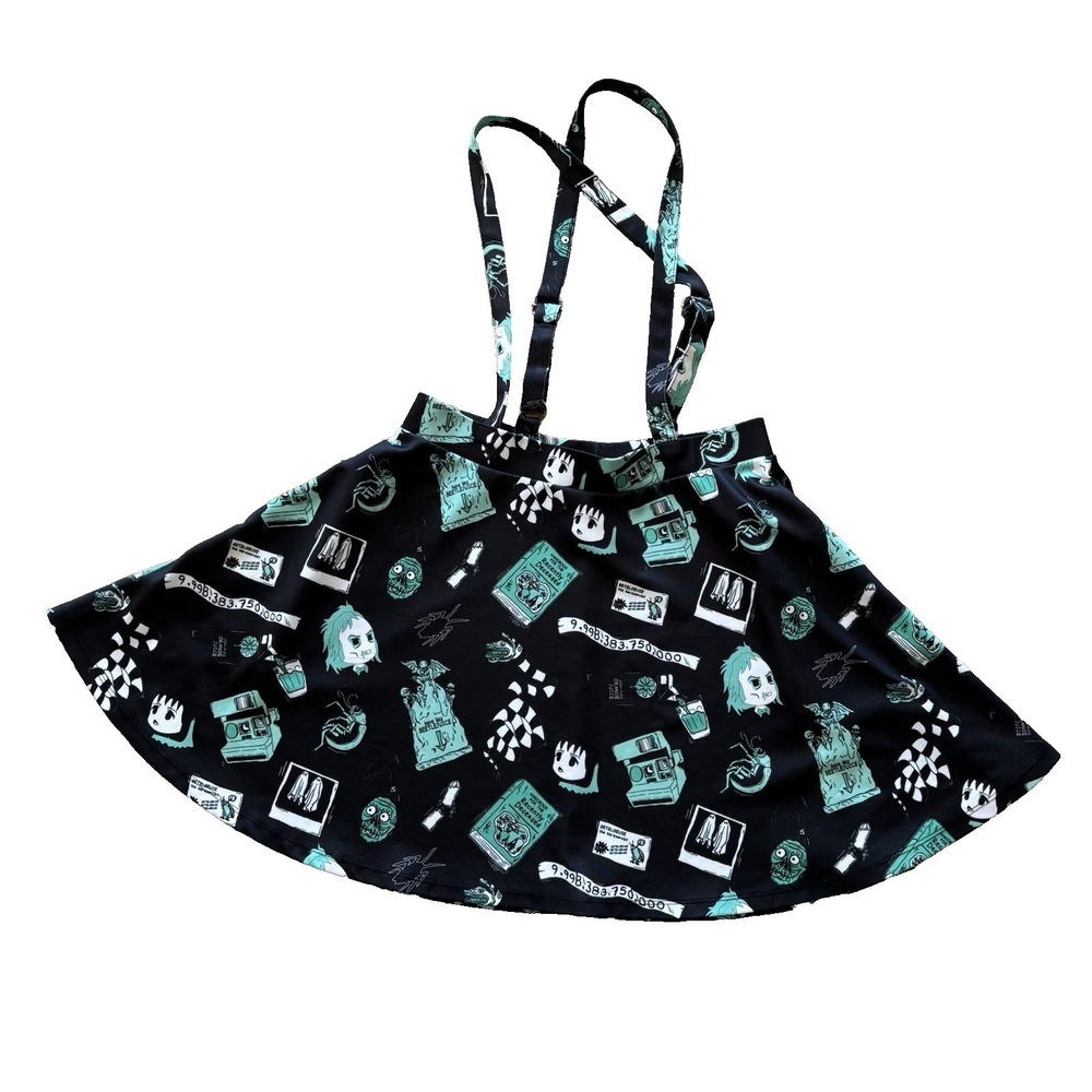 Hot Topic Beetlejuice Skirt Suspenders‎ Women's Size L